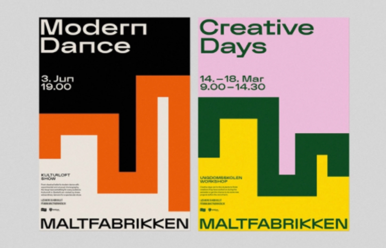 Two minimalist posters designed by Maltfabrikken.