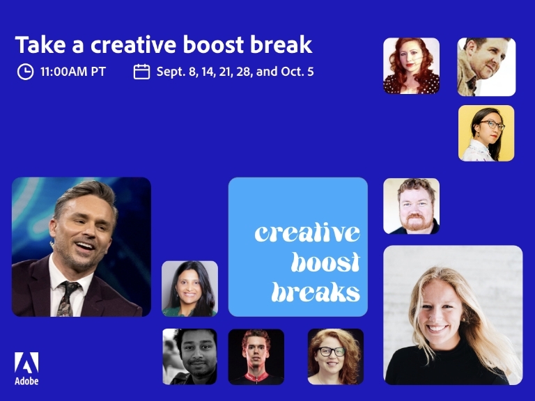 montage of speaker photos from upcoming creative boost breaks