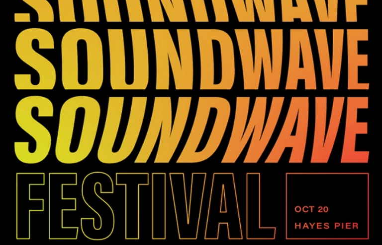 a poster for Soundwave Festival, the type for Soundwave is curved like a soundwave