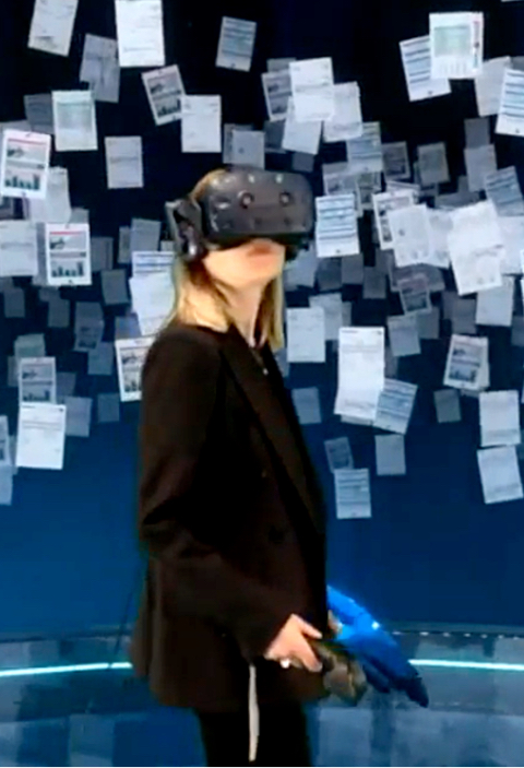 woman wearing VR goggls